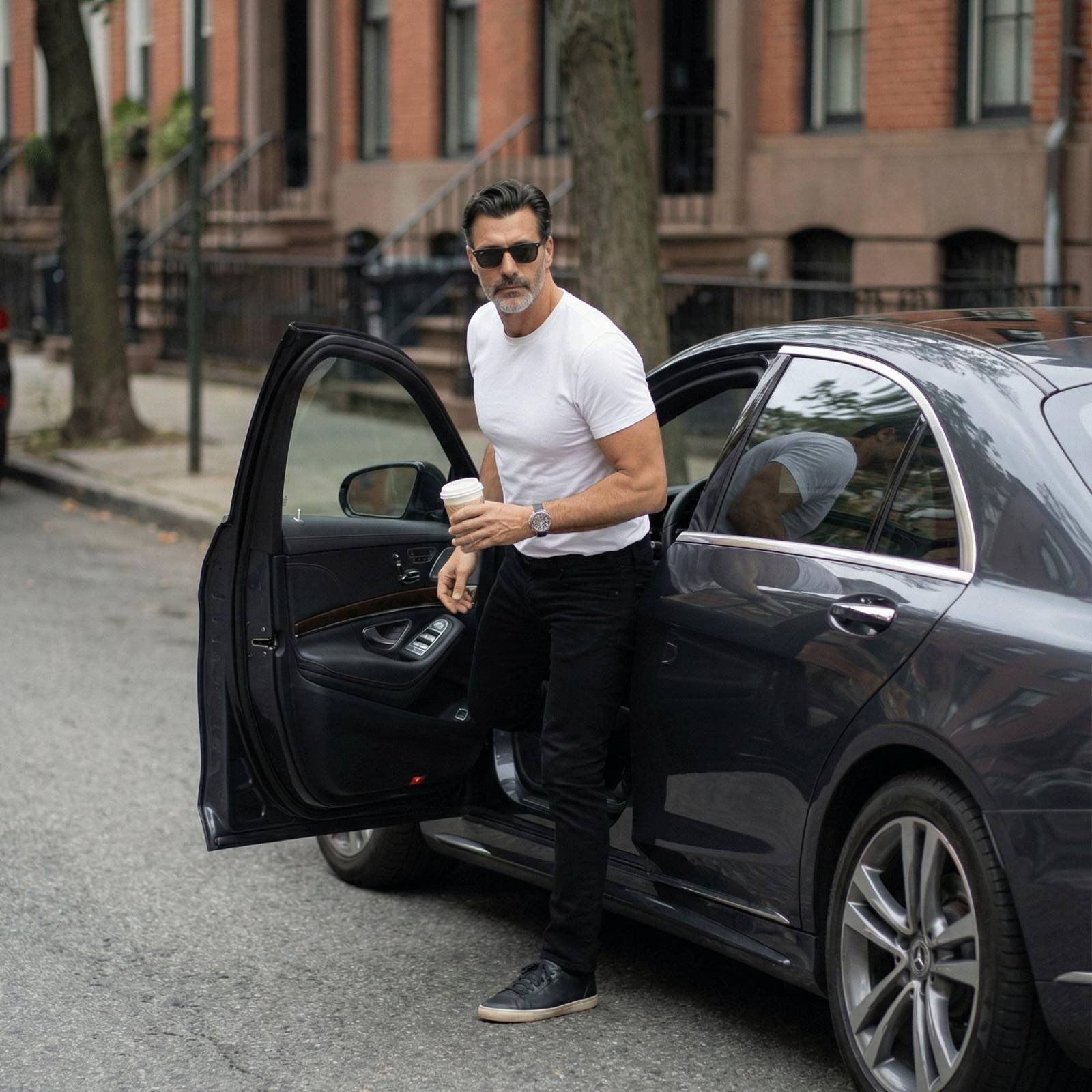 Andreas Szakacs listening intently to a scene partner demonstrating the generosity of ensemble acting